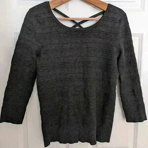 Women's Medium Grey Cross-Back Sweater Sz med
